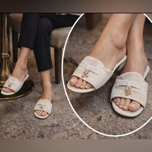 Loro Piana Nude Mule Flats